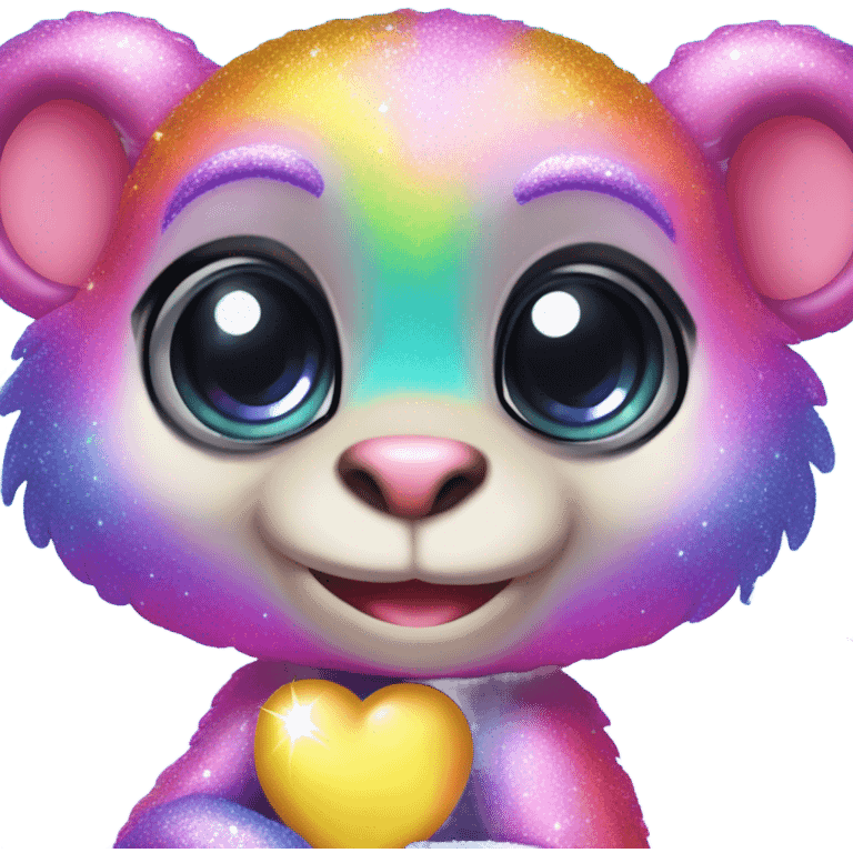 Lisa frank sparkly rainbow baby monkey with heart emoji