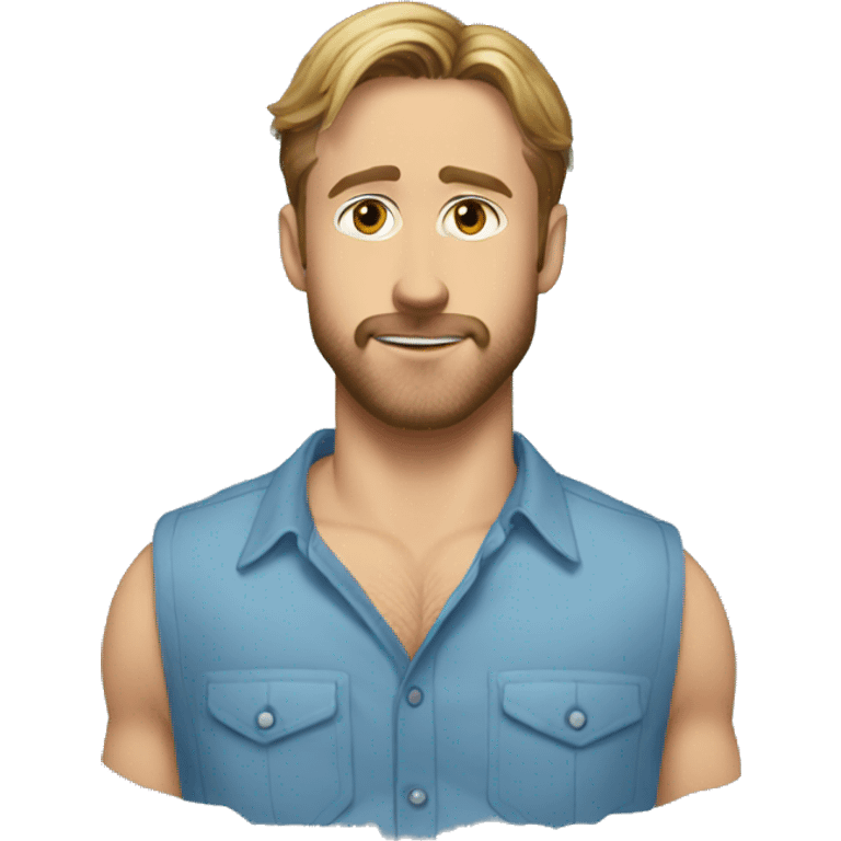 ryan gosling as ken with an open blue shirt without sleeves emoji