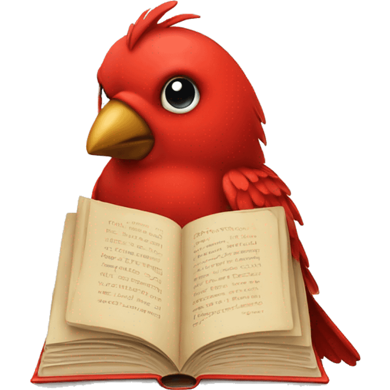 red bird with book emoji