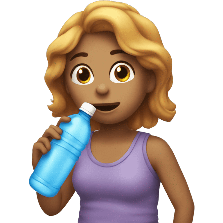 Sally sucking on a water bottle emoji