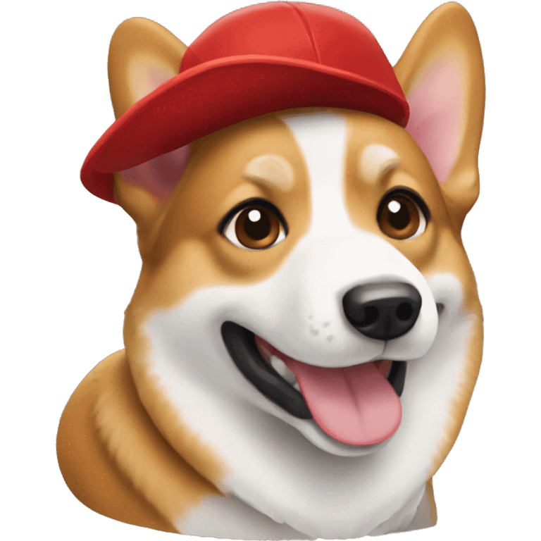 a corgi dog using red cap emoji