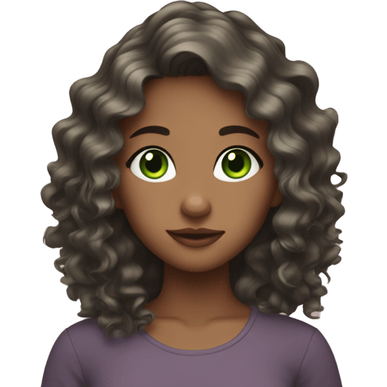 brunnete girl with wavy hair and green eyes emoji