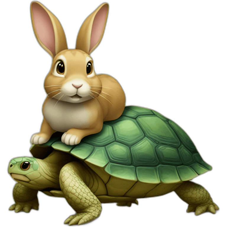 LAPIN SUR UNE TORTUE emoji