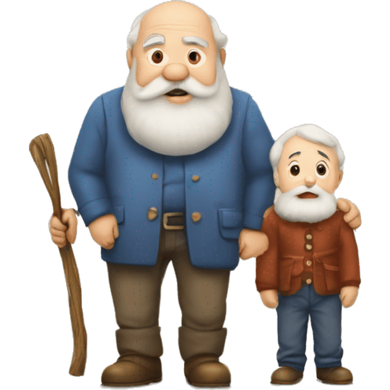 Grand-pere barbu et son petit-fils métisse  emoji