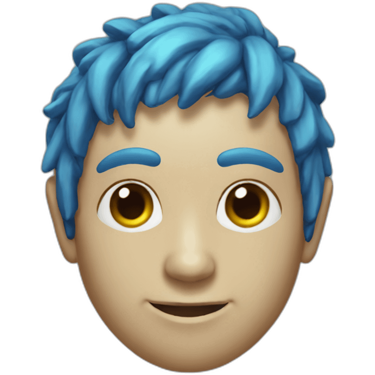 elf man with hair and robotic body blue emoji