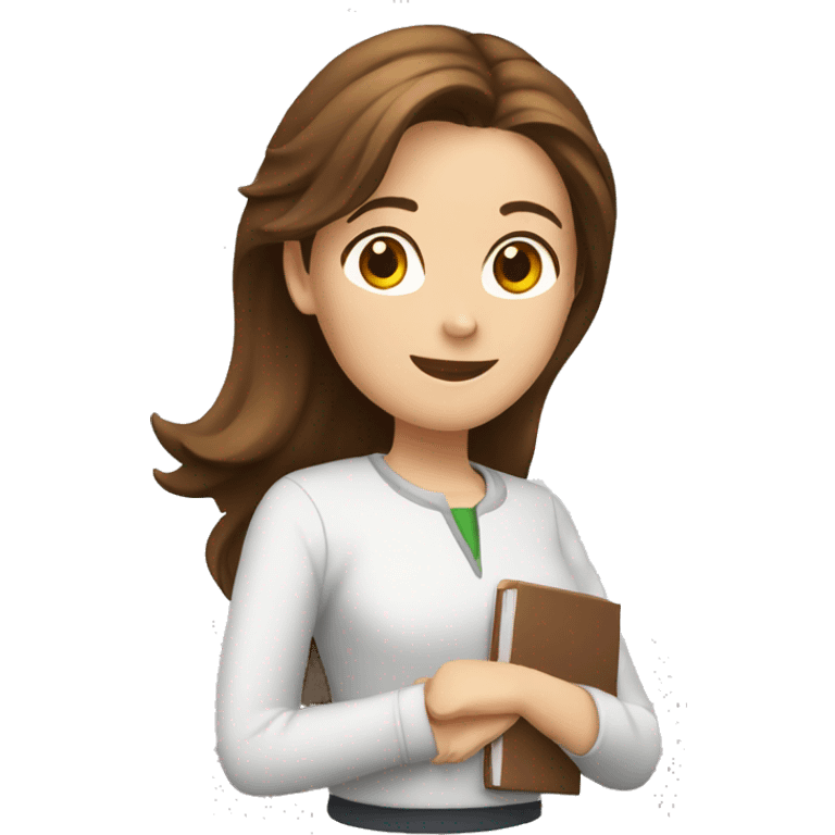 female Tutor with brown hair helping middle school student (round) emoji