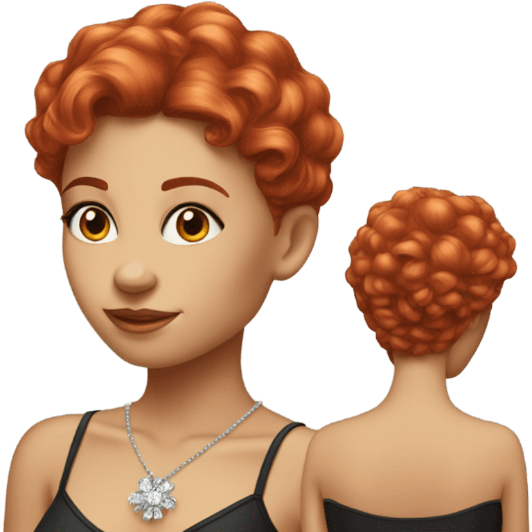 charming girl with medium length red hair and bling  emoji