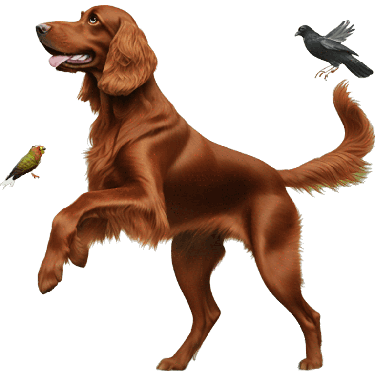 Irish setter catching a bird emoji