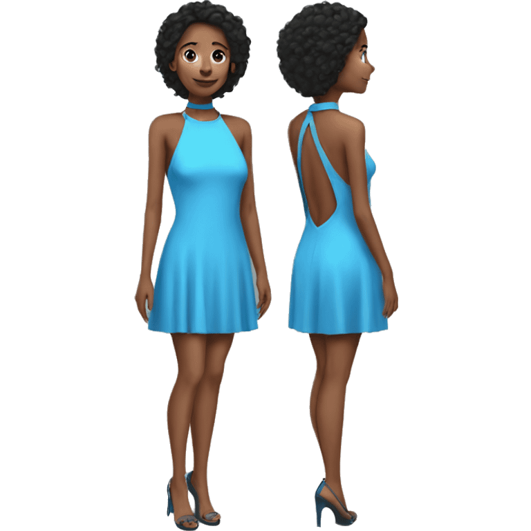 short blue halterneck open back dress emoji