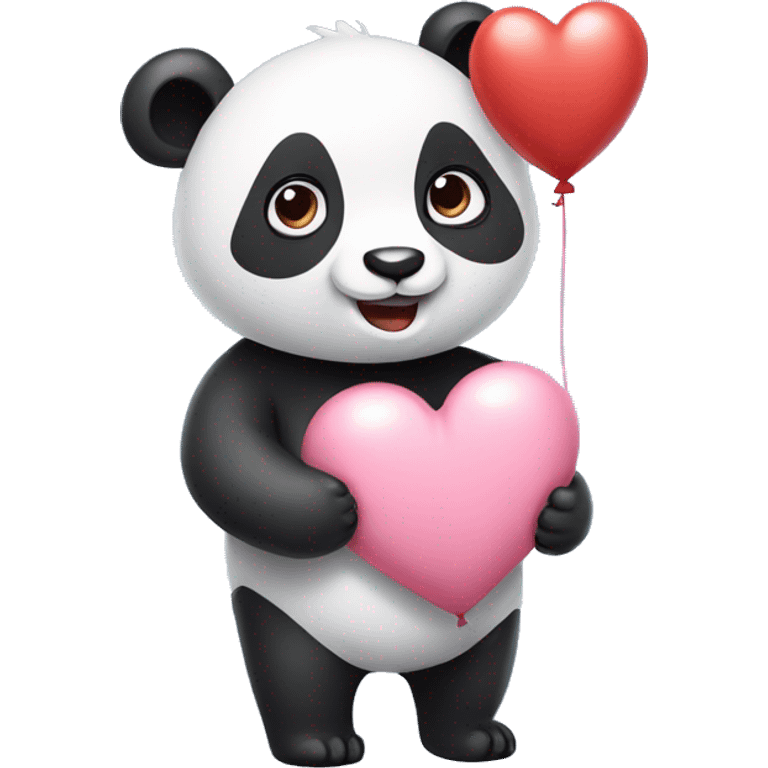 pastel panda holding a heart-shaped balloon emoji