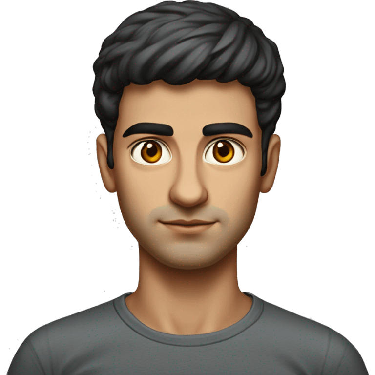 guy 20 years old iranian in 1970 photorealistic serious emoji