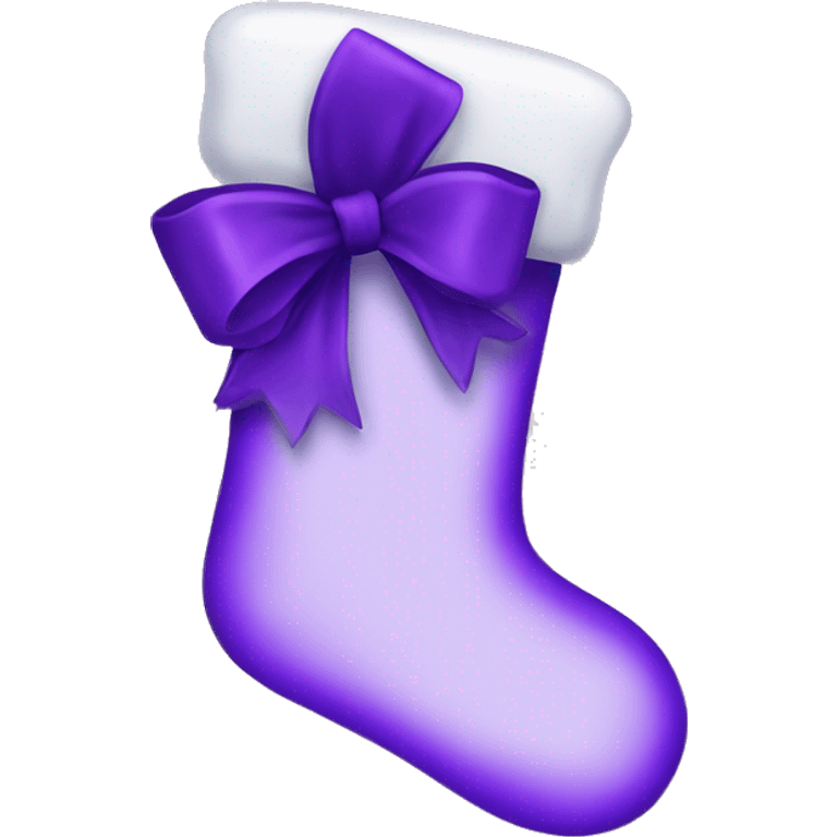 Purple Christmas stocking with purple bow emoji