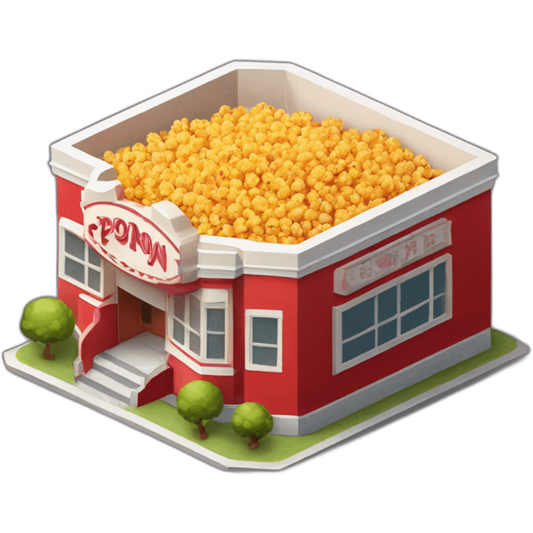 Red Popcorn cinema house isometric emoji