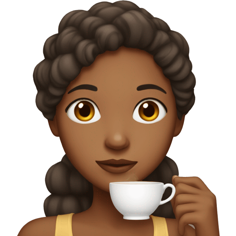 Brown girl drinking tea emoji