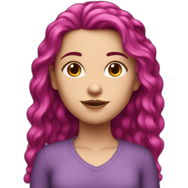 White girl with medium long magenta hair  emoji