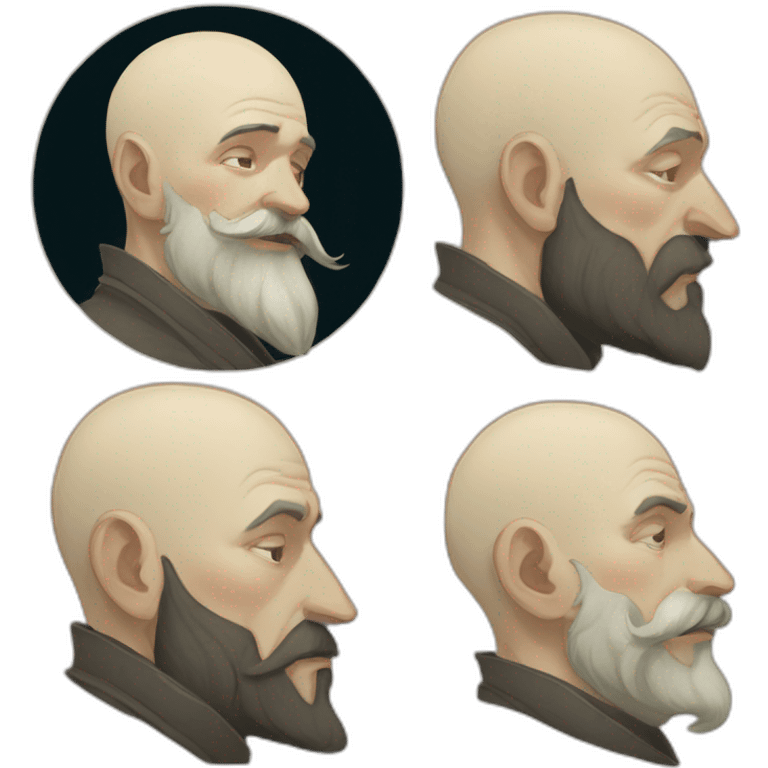 Bald nan with beard alphonse mucha emoji