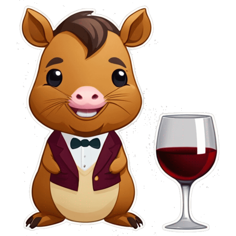 Capivara com terno e taça de vinho emoji