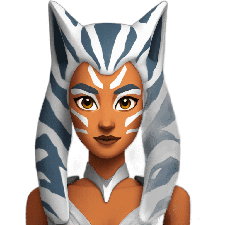 Sexy Ahsoka Tano (portrait, front facing, Apple iOS 17 style) horns emoji