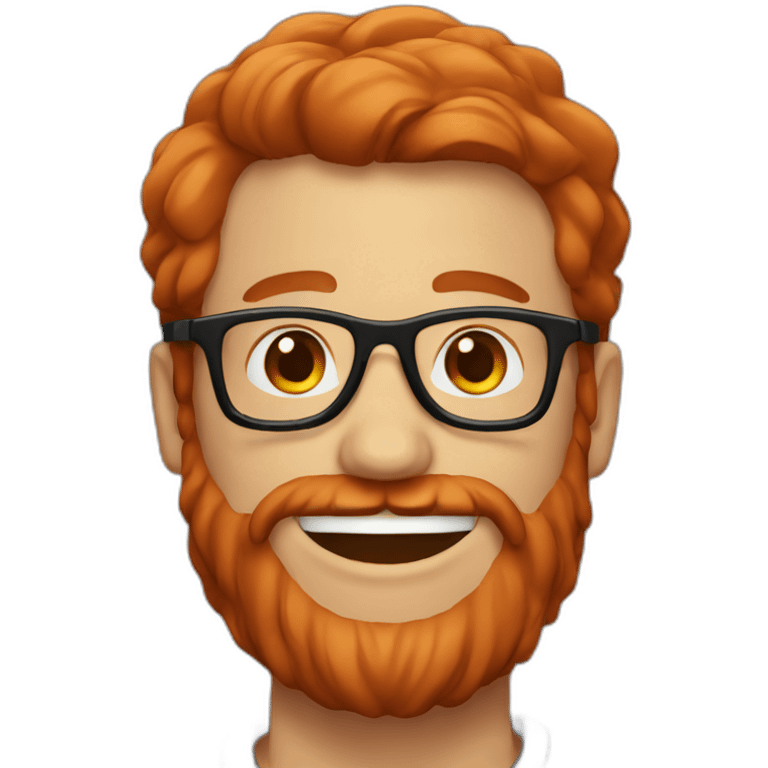 Happy man red hair with beard and glasses emoji