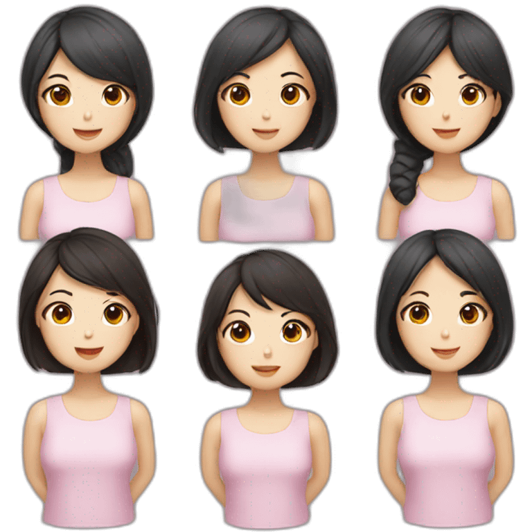 5 asian girls emoji