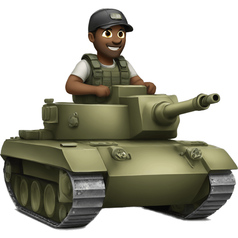 Man driving a tank emoji