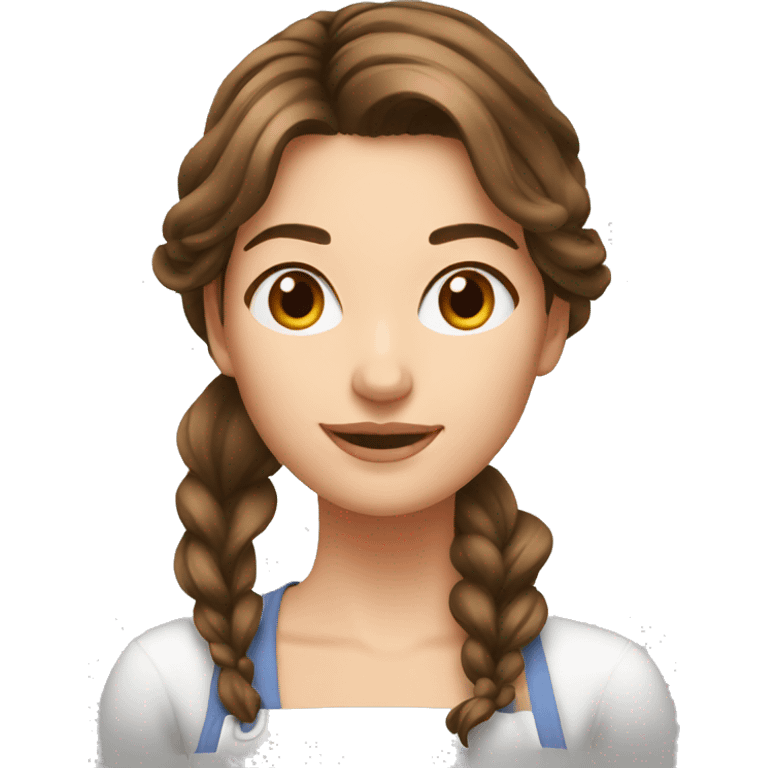 young and beautiful Woman with brown hairs cooking emoji