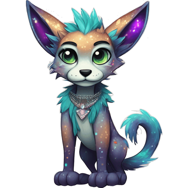 Cool cute Kawaii edgy fantasy animal sparkle fursona Fionbri creature by griffsnuff & LiLaiRa & Falvie full body emoji