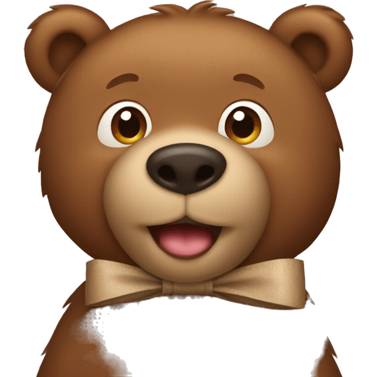 brown bear wearing a light brown bow emoji