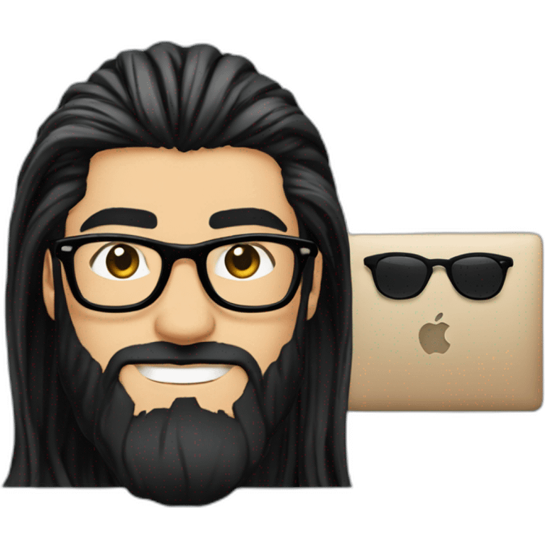 zayn malik with long black hair and beard + spectacles and macbook emoji