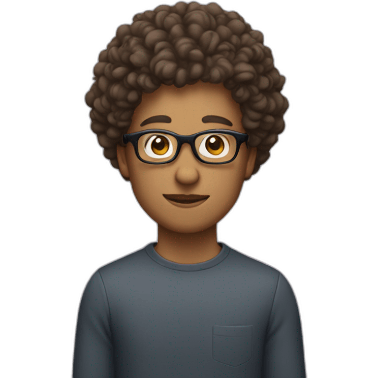 A person with curly hair wears glasses emoji