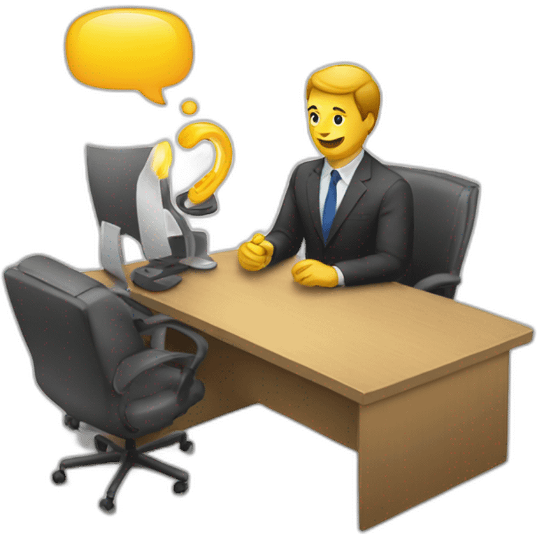 A strategy partner talking to a room emoji