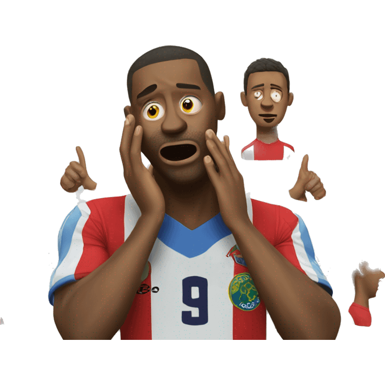 Footballer doing crying sign emoji