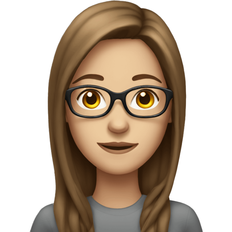 White woman with long brown hair and glasses emoji