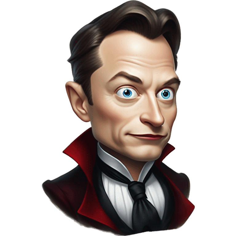 Devious Elon Musk vampire in Uncle Scrooge style, oil paint, mysterious eyes, intricate lips, masterpiece pose, odd perspective, beautiful, desirable, logical emoji