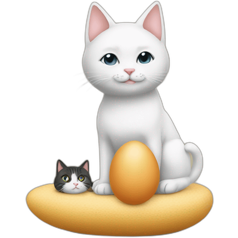 Sitting a egg with a cat emoji