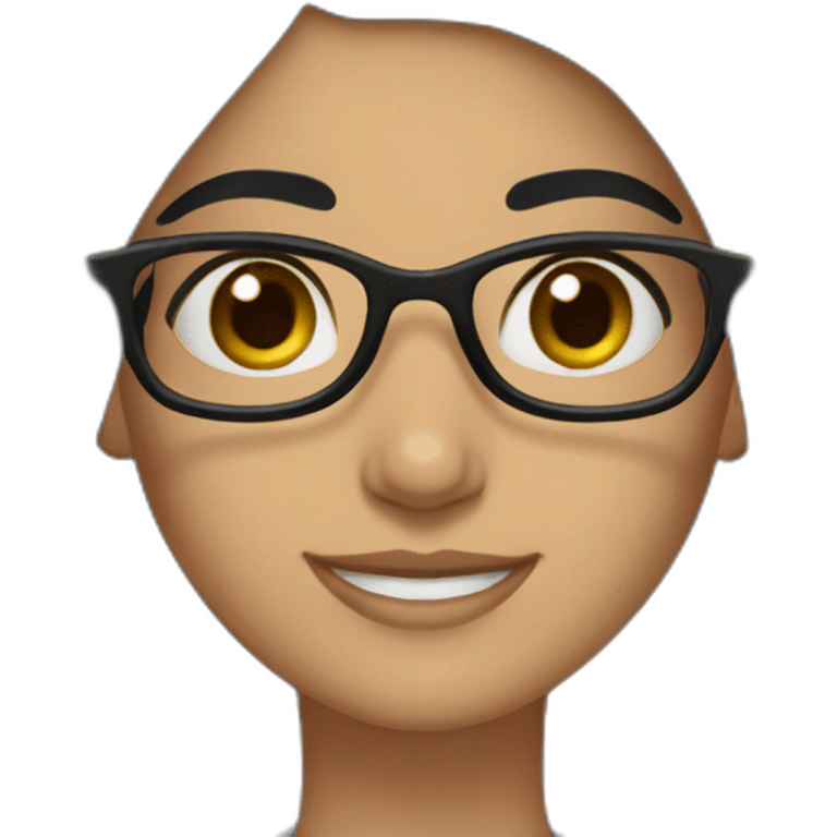 Arabe girl With glasses long black straight hair thick eyebrow smile emoji