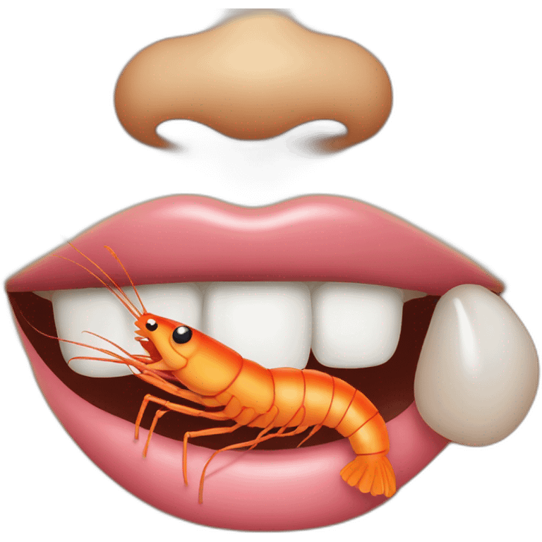 Shrimp biting it’s lip emoji