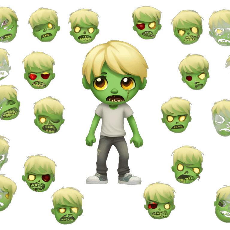 boy zombie with blonde hair greenish skin and tshirt emoji