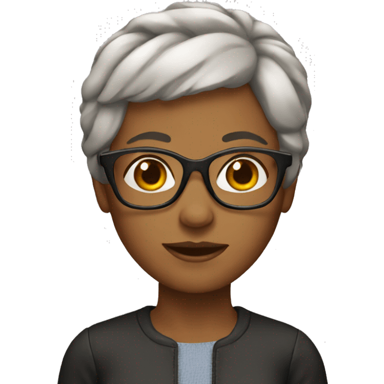 brown lady short hair glasses emoji