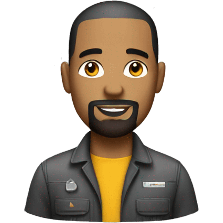 Mechanic with black buzz cut hair and goatee emoji