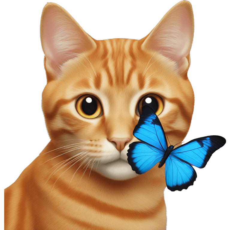 Orange cat with Blue butterfly on it’s nose  emoji