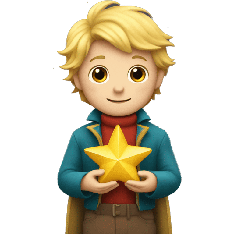 The little prince holds a star in his hands emoji