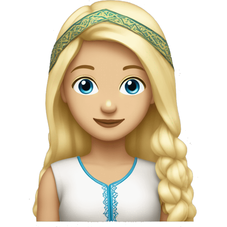 Blond girl blue eyes with moroccan boy emoji