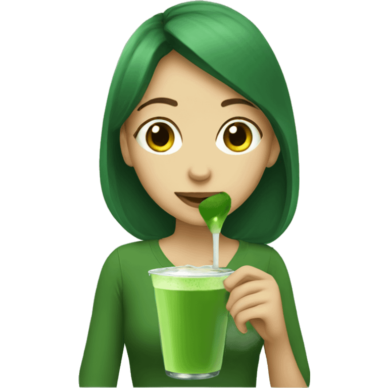 Girl drinking matcha emoji