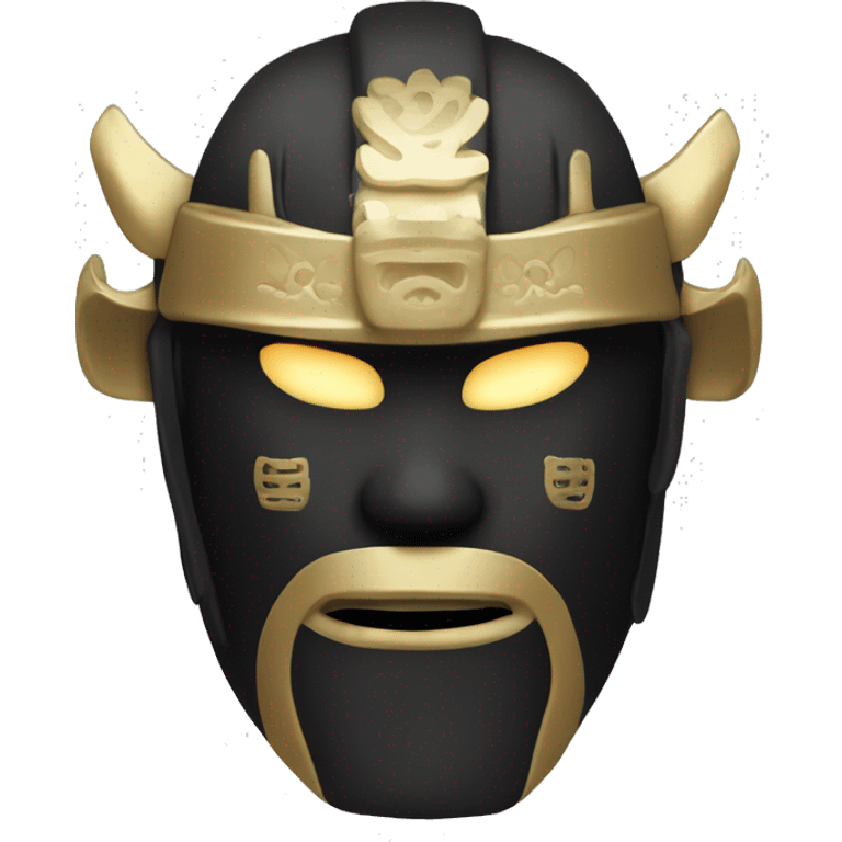 Black and gold Samurai with white oni mask. White glowing eyes emoji