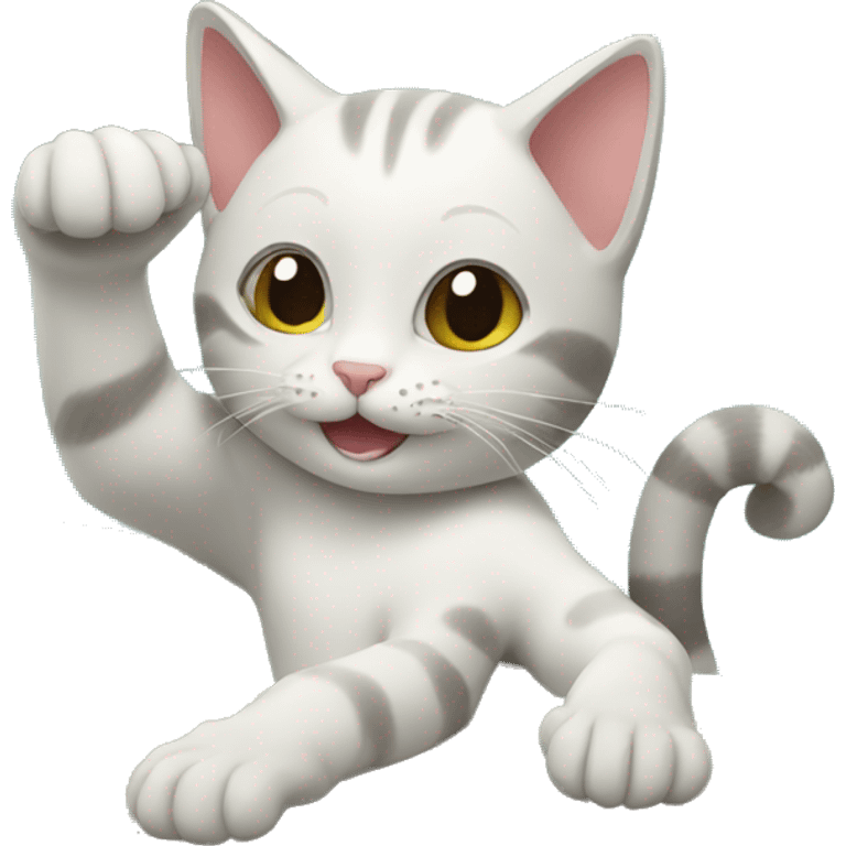 cat doing hang ten with its paw emoji