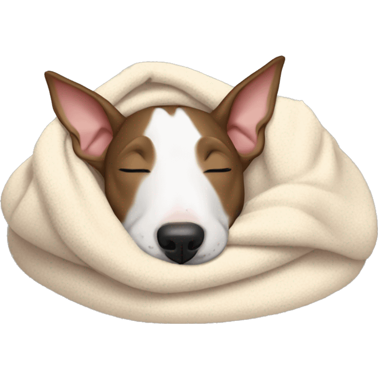 bull terrier sleeping cozy with blanket  emoji