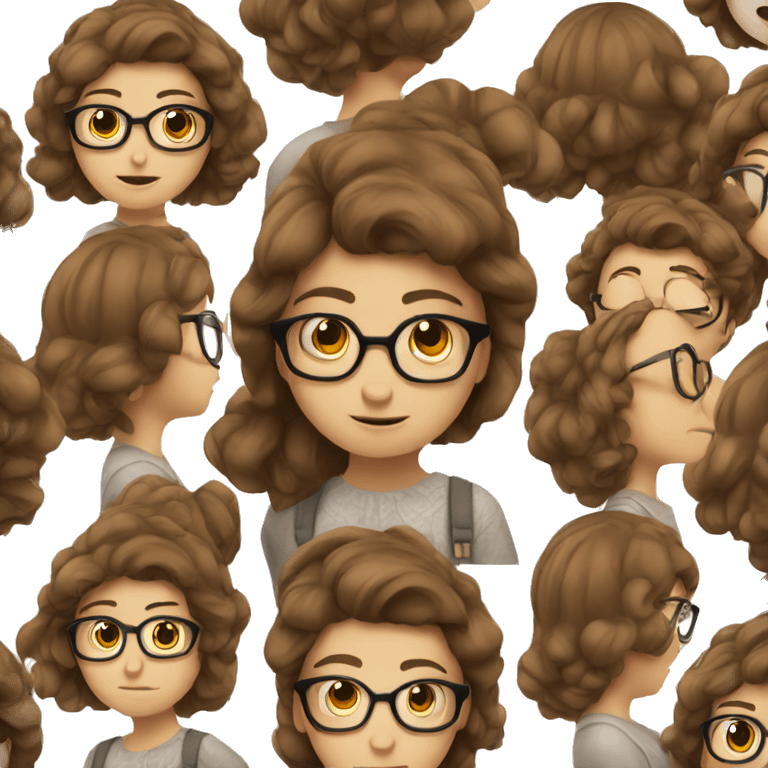 Shy nerdy girl with brown hair emoji