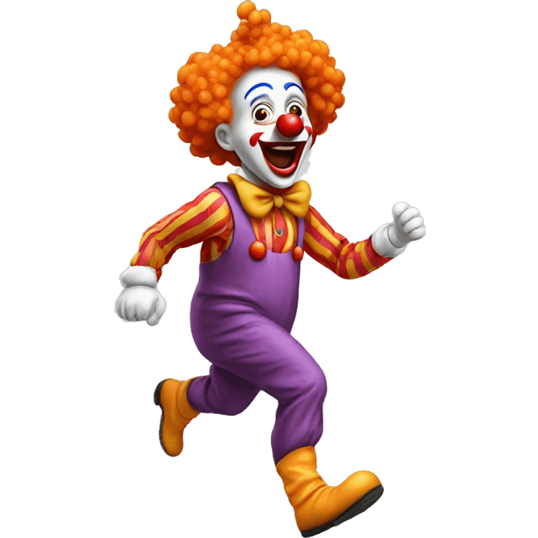 Running clown with funny face emoji