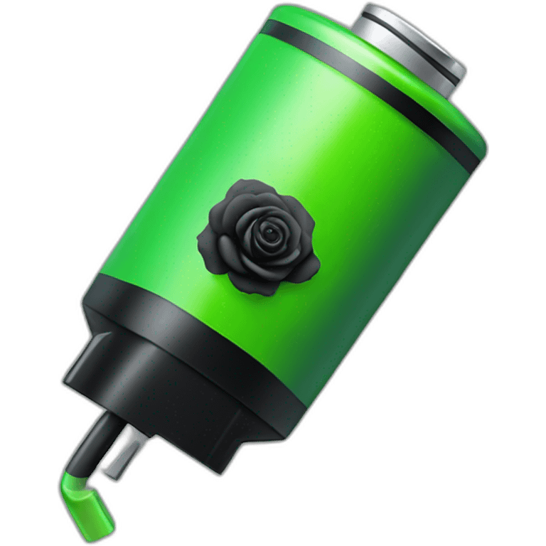 Full green Battery with black rose  emoji